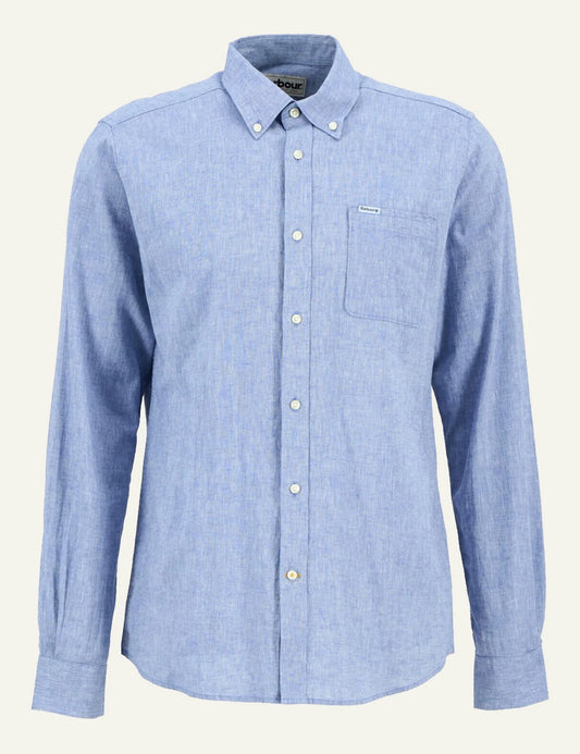 barbour button down shirt light blue front flat view