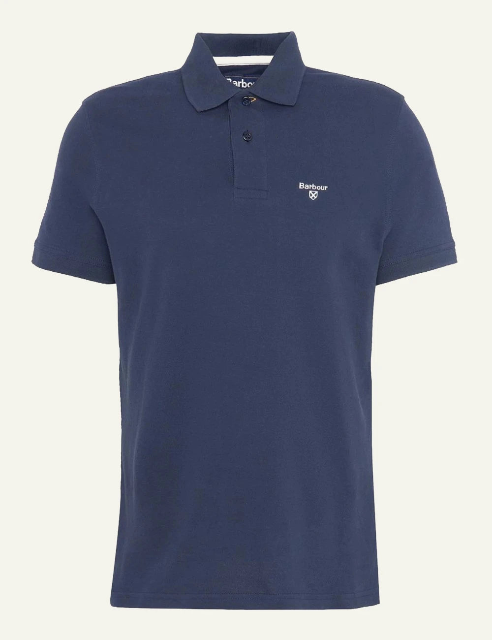 barbour classic polo shirt navy front flat view