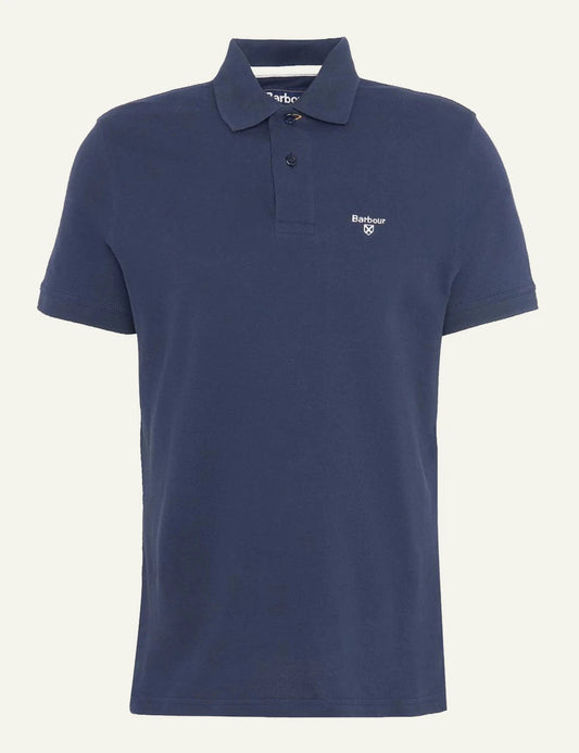 barbour classic polo shirt navy front flat view