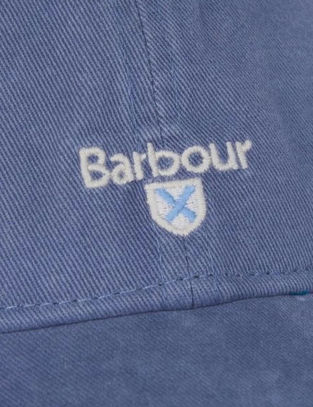barbour cotton baseball cap blue front logo view