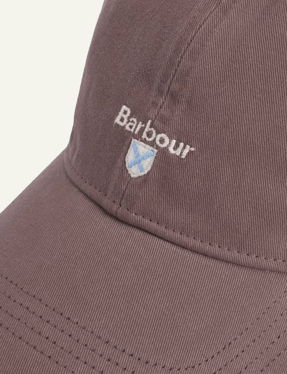 barbour cotton baseball cap brown front logo view