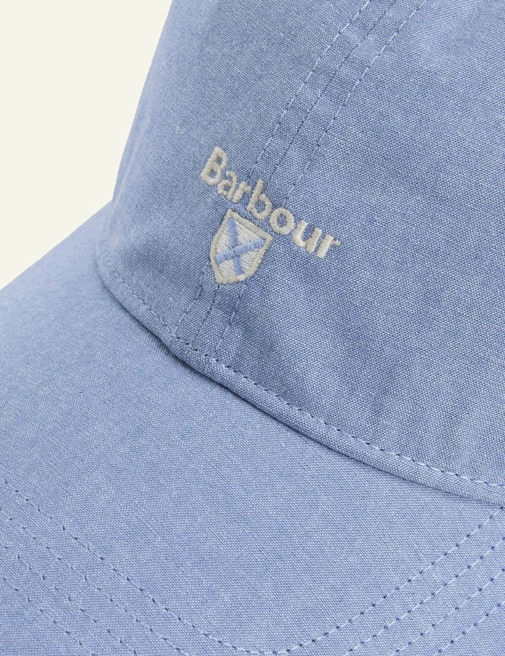 barbour cotton baseball cap light blue front logo view