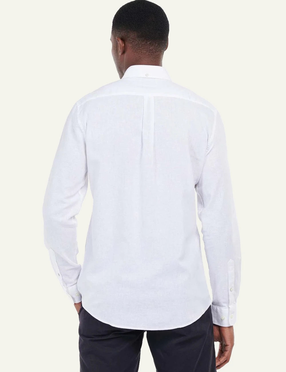barbour cotton button down shirt white back view