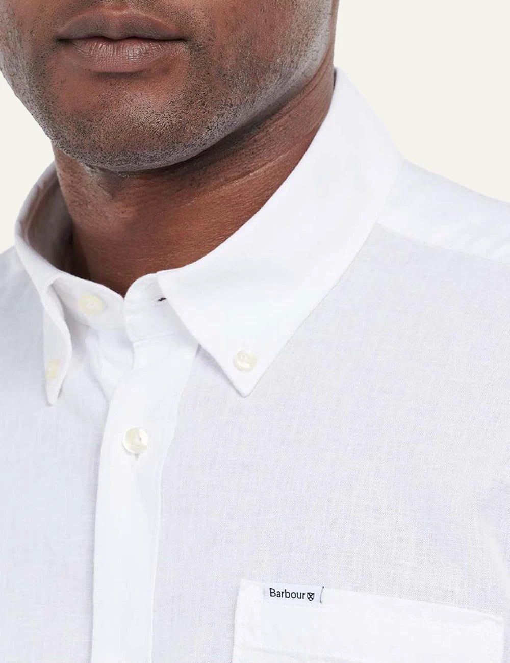 barbour cotton button down shirt white logo view