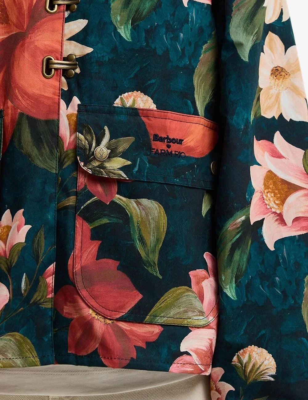 Barbour Farm Rio jacket floral print multicolor front detail view