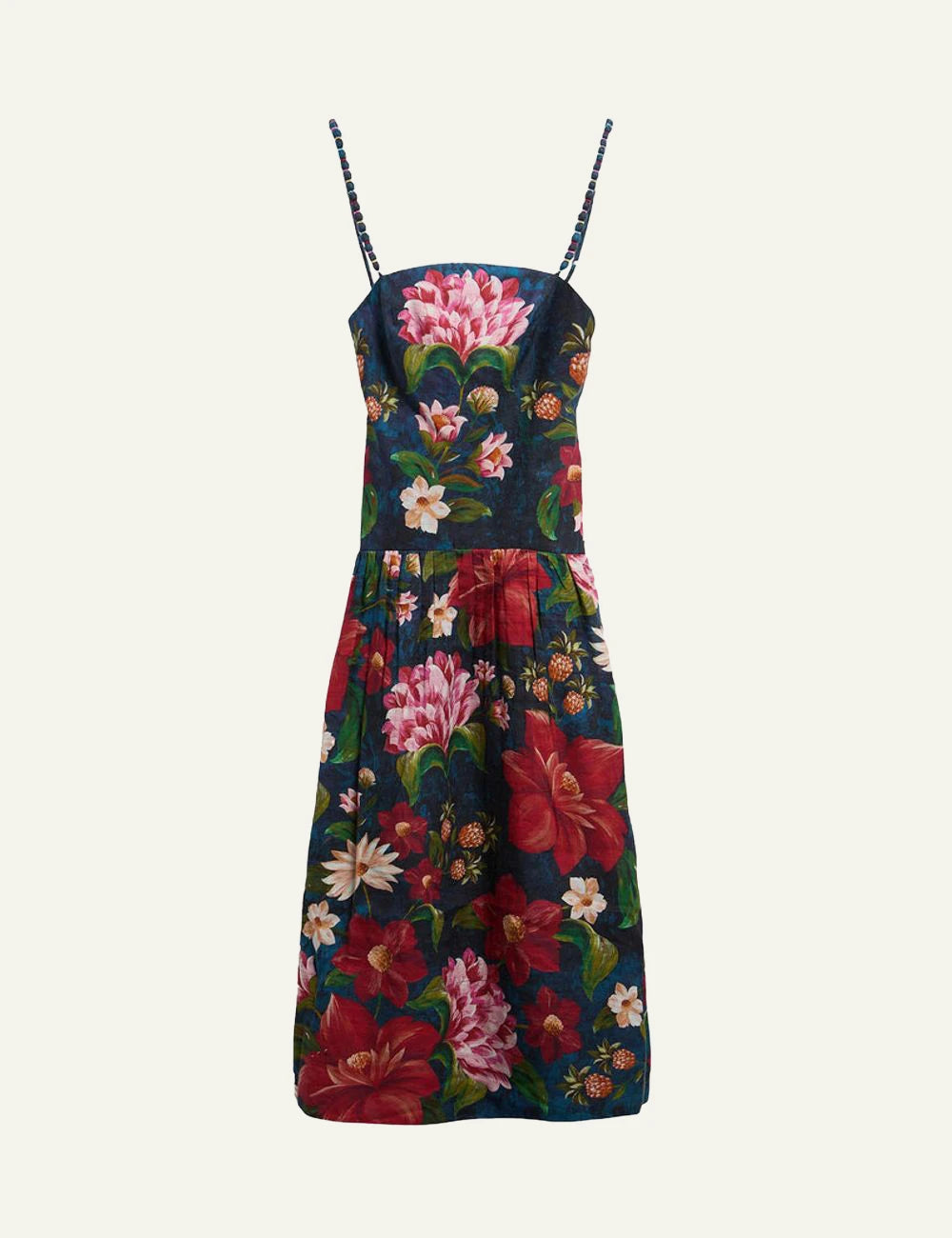 Barbour Farm Rio midi dress floral print dark front flat view