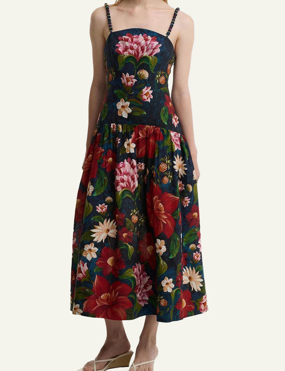 Barbour Farm Rio midi dress floral print dark front full body view