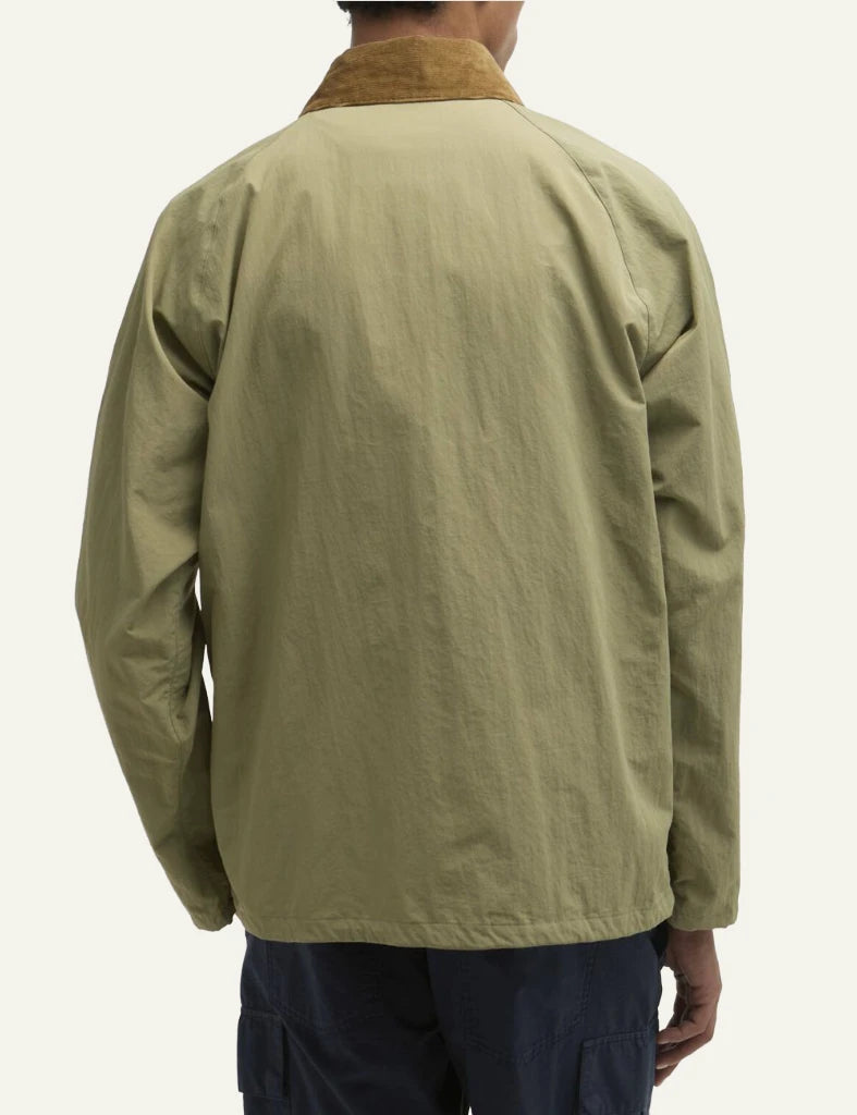 Barbour Modified Solway jacket olive showerproof cotton cord collar back view