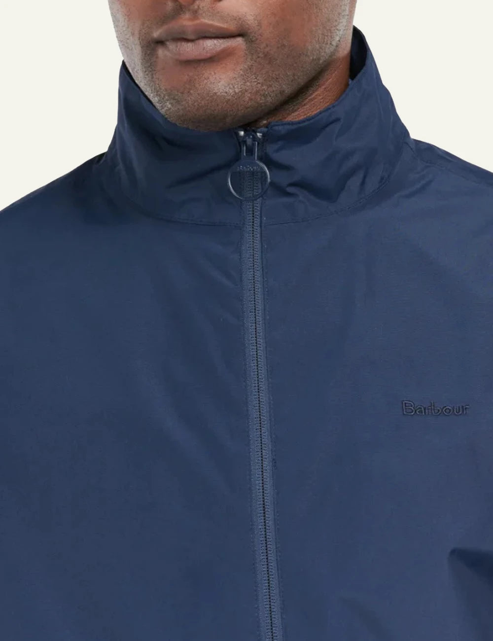 barbour lightweight zip jacket navy front logo view