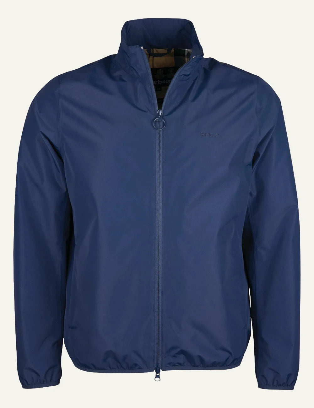 barbour lightweight zip jacket navy front flat view