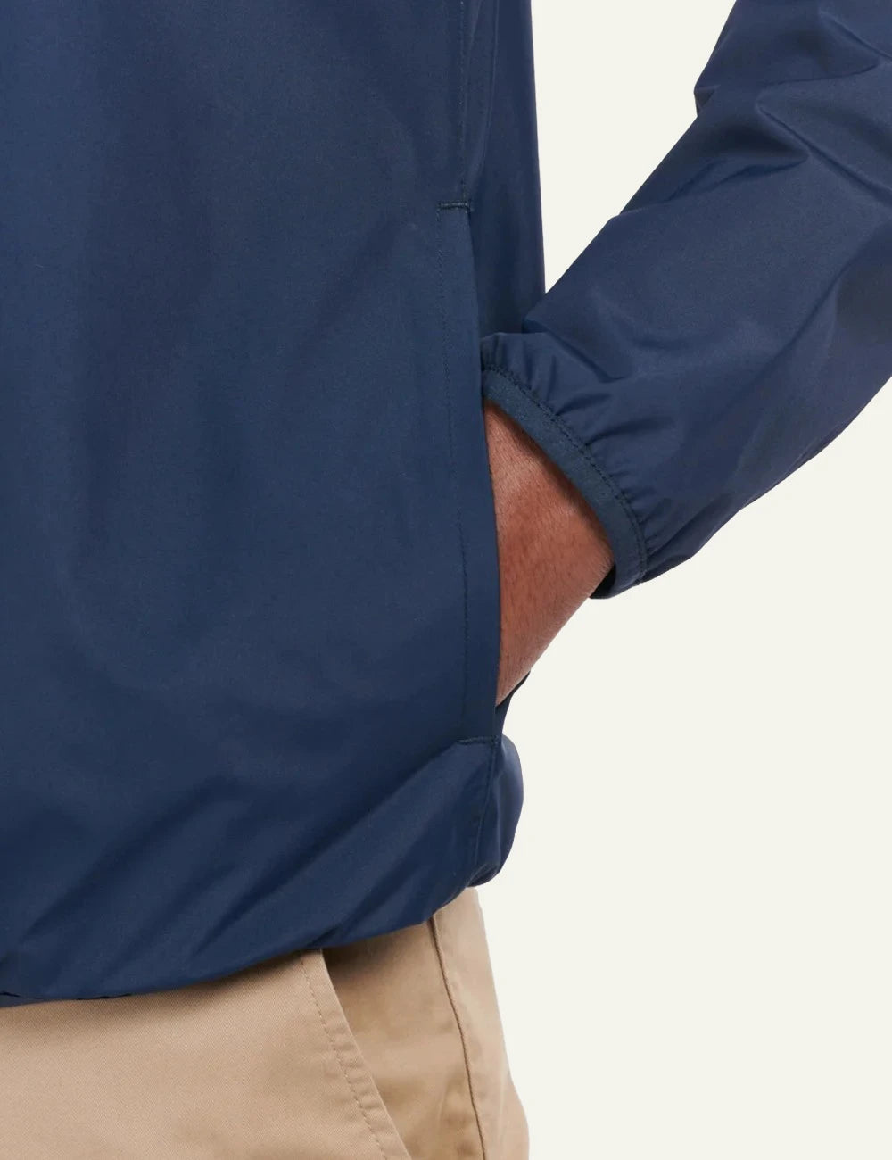 barbour lightweight zip jacket navy front pocket view