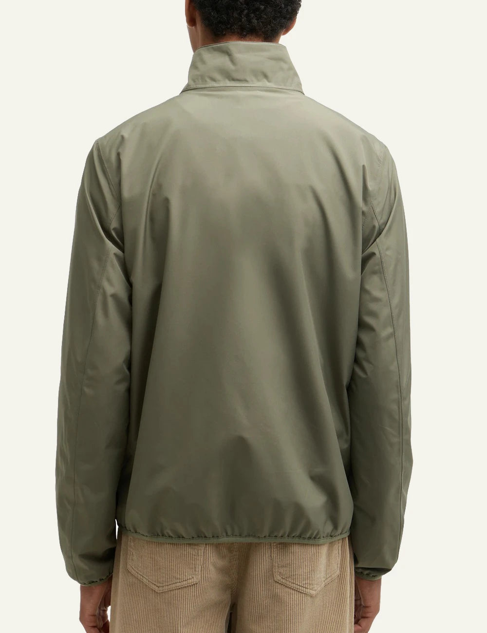 barbour lightweight zip jacket olive back view