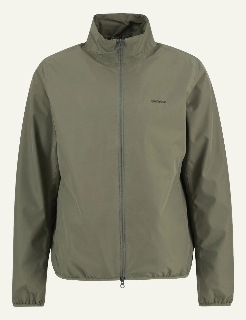 barbour lightweight zip jacket olive front flat view