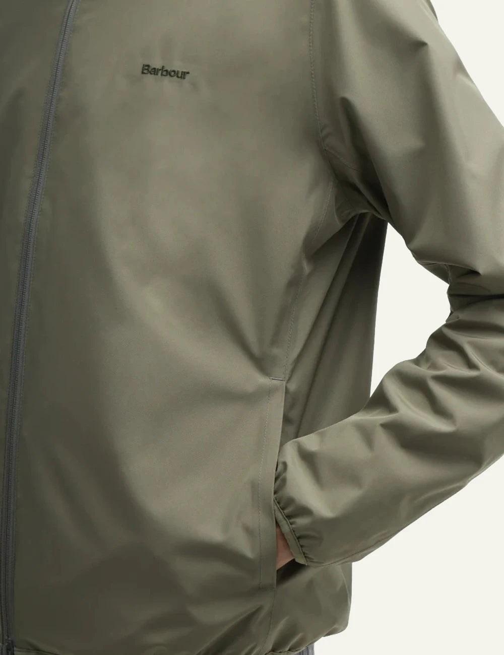 barbour lightweight zip jacket olive logo view