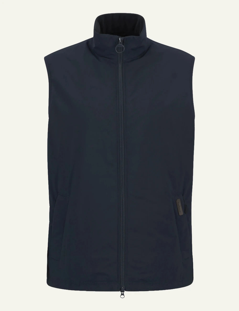 barbour lightweight zip vest navy front flat view