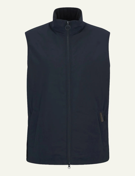 barbour lightweight zip vest navy front flat view