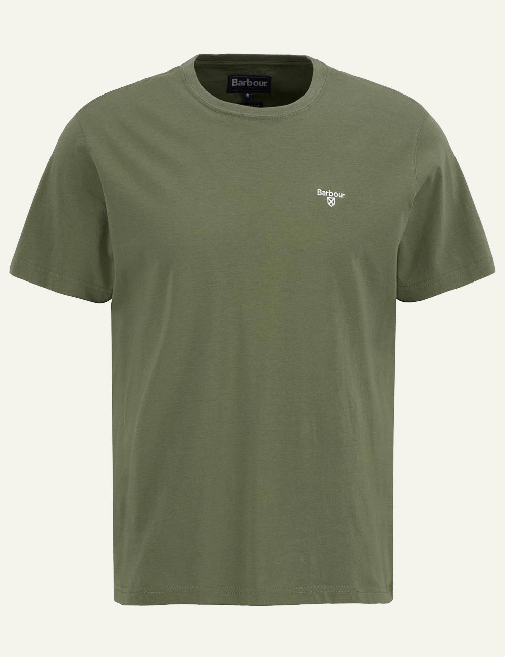 barbour olive green t-shirt logo chest front flat view