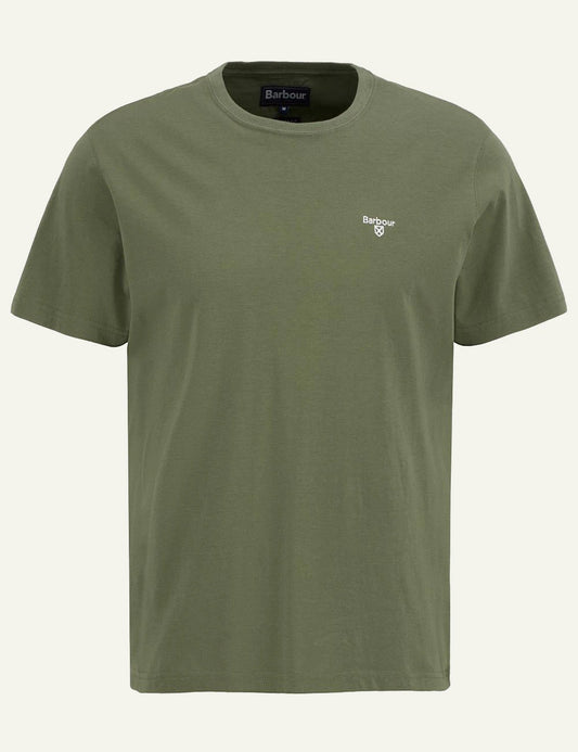 barbour olive green t-shirt logo chest front flat view