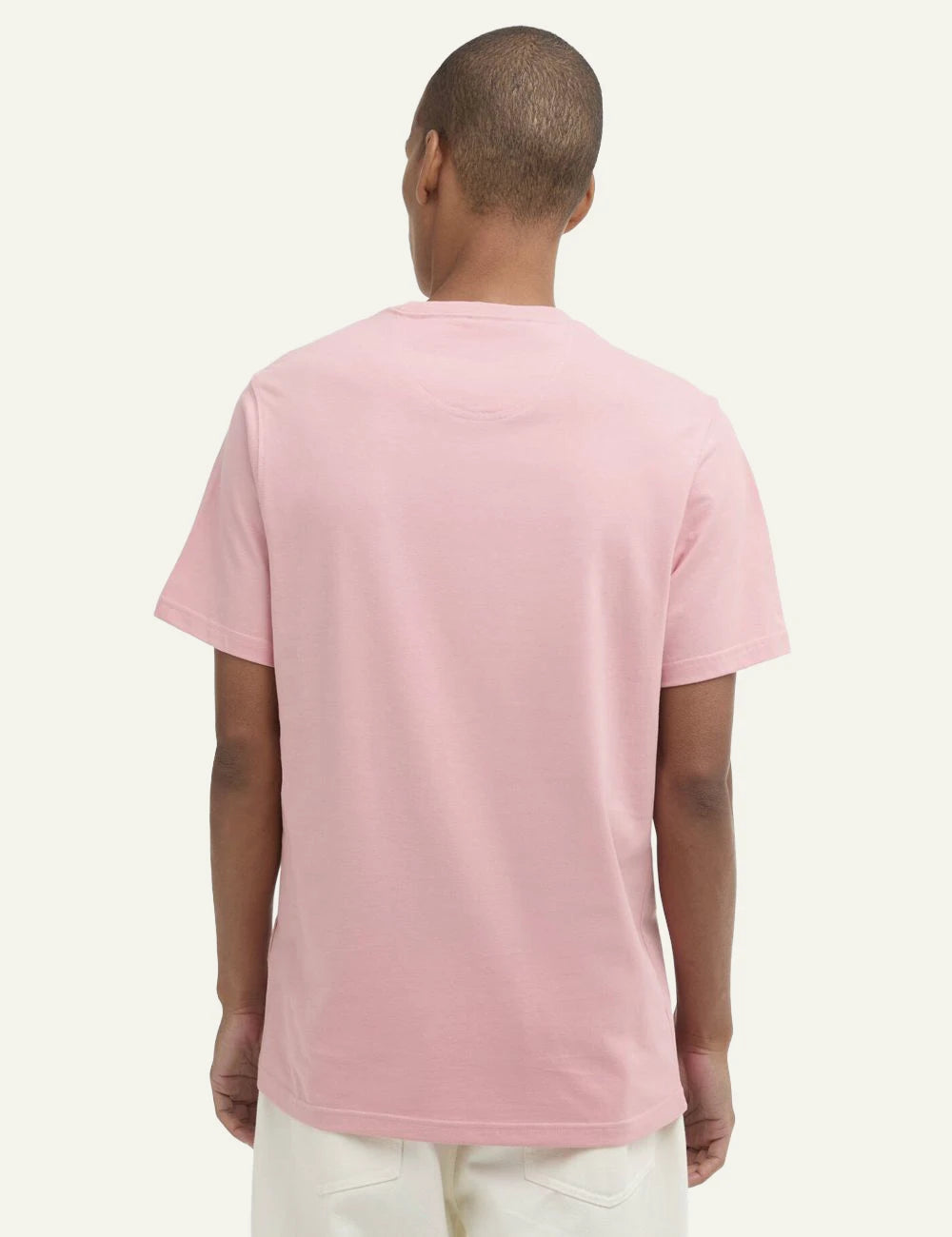 barbour pink t-shirt logo chest back model view