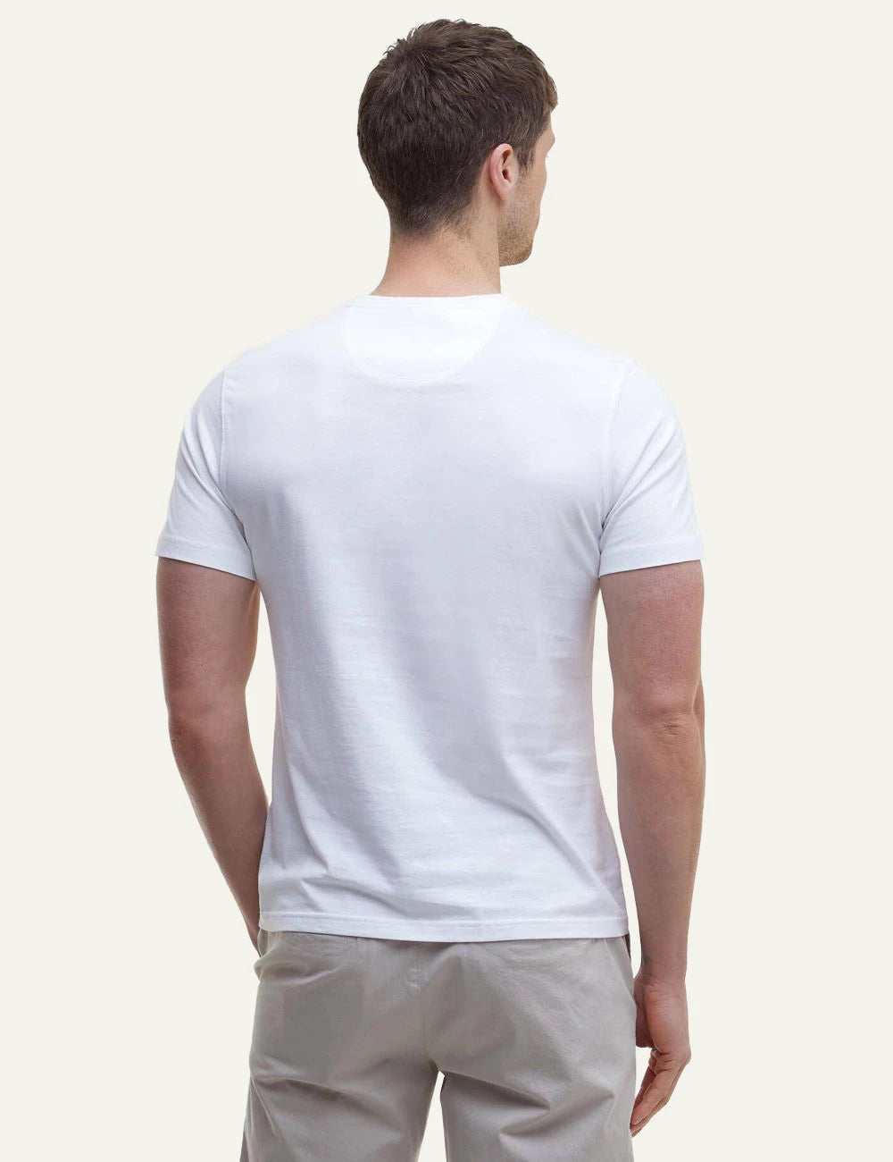 barbour white t-shirt logo chest back model view
