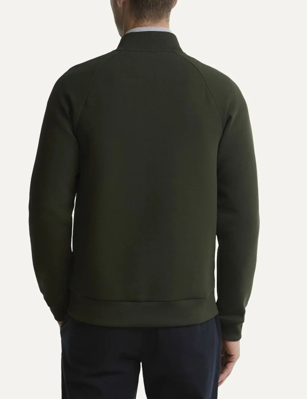Barbour men Thornton dark green quilted sweatshirt with raglan sleeves zip pockets and two-way zip back