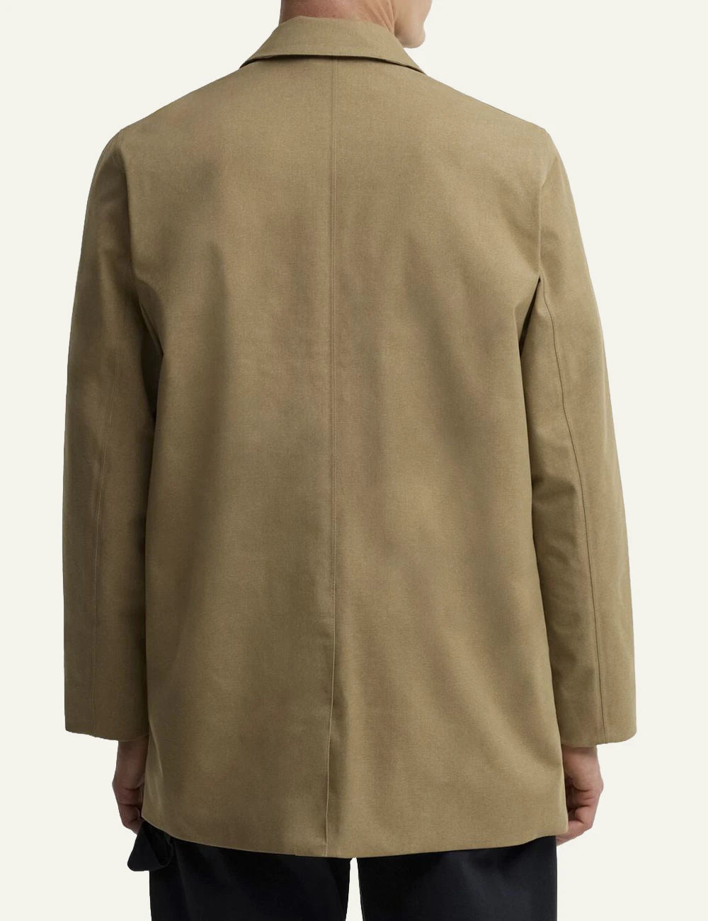 Men's Barbour beige waterproof coat with classic collar and concealed fastening back