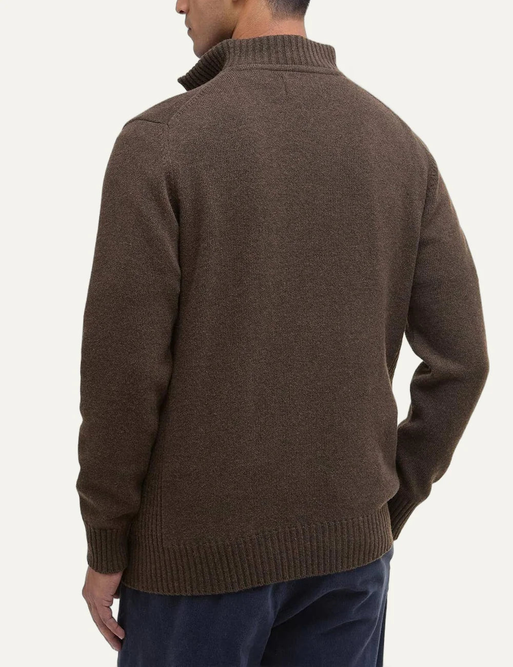 Barbour men's brown lambswool quarter-zip knitted jumper back