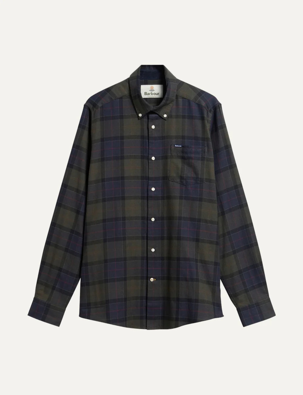 Barbour men's cotton check shirt in dark green and navy blue