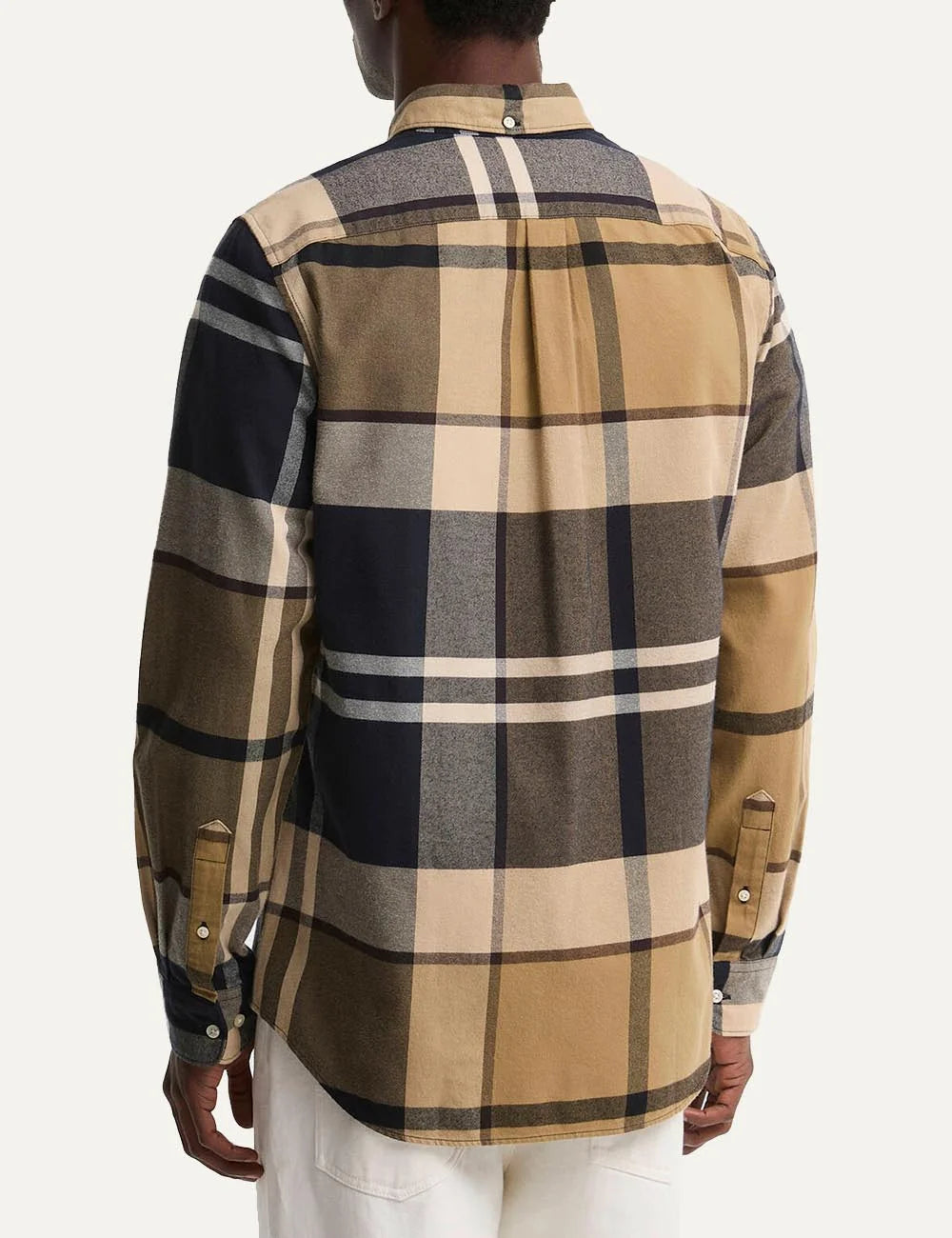 Barbour men's cotton tartan shirt in beige, brown and navy back