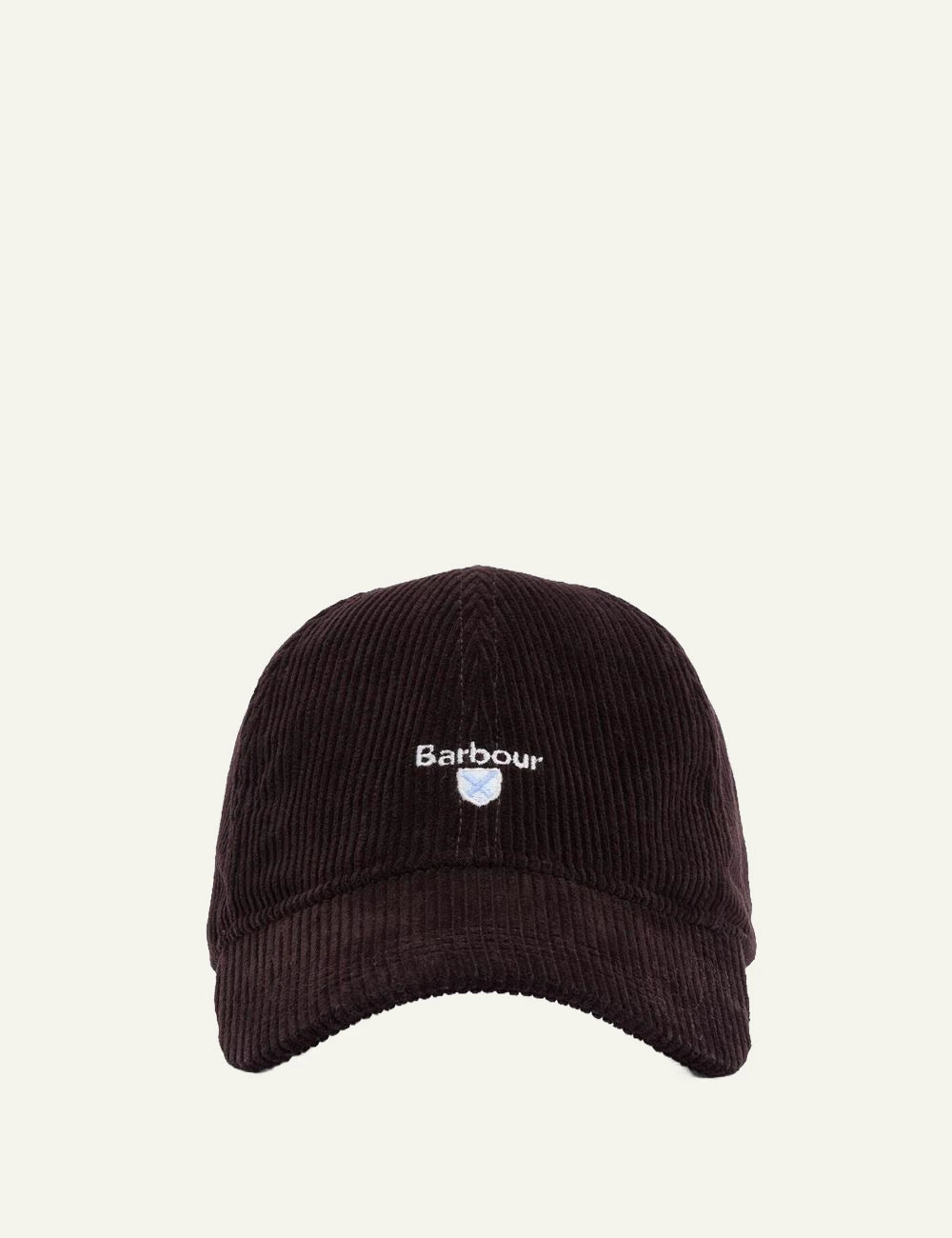 Men's Barbour dark brown corduroy cap with embroidered logo front