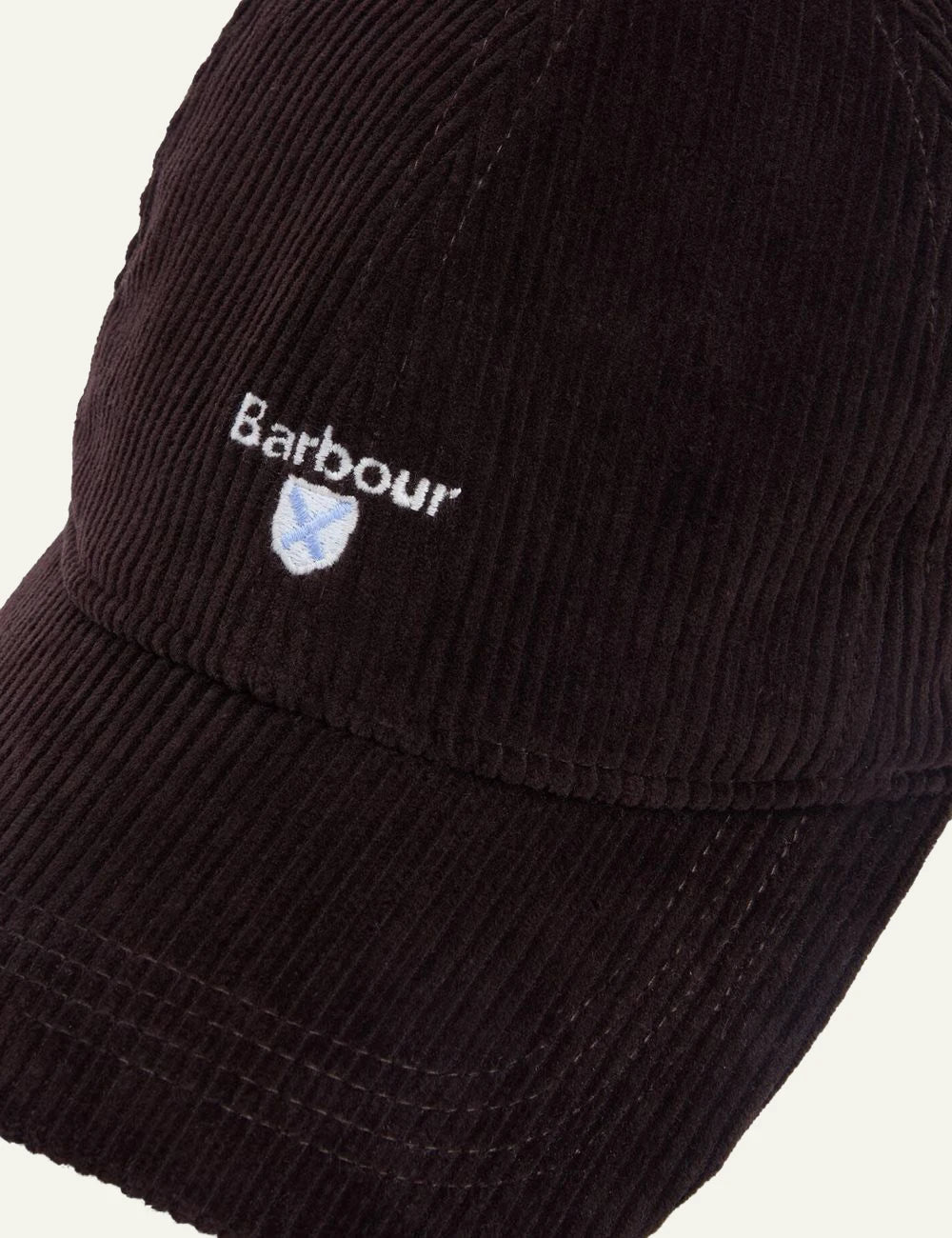 Men's Barbour dark brown corduroy cap with embroidered logo detail