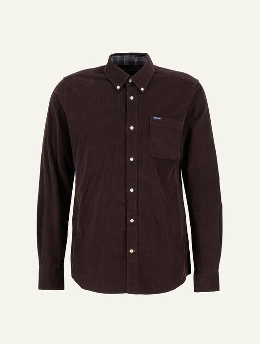 Barbour men's dark brown corduroy cotton long sleeve shirt