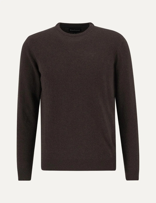 Barbour men's dark brown wool crew neck jumper