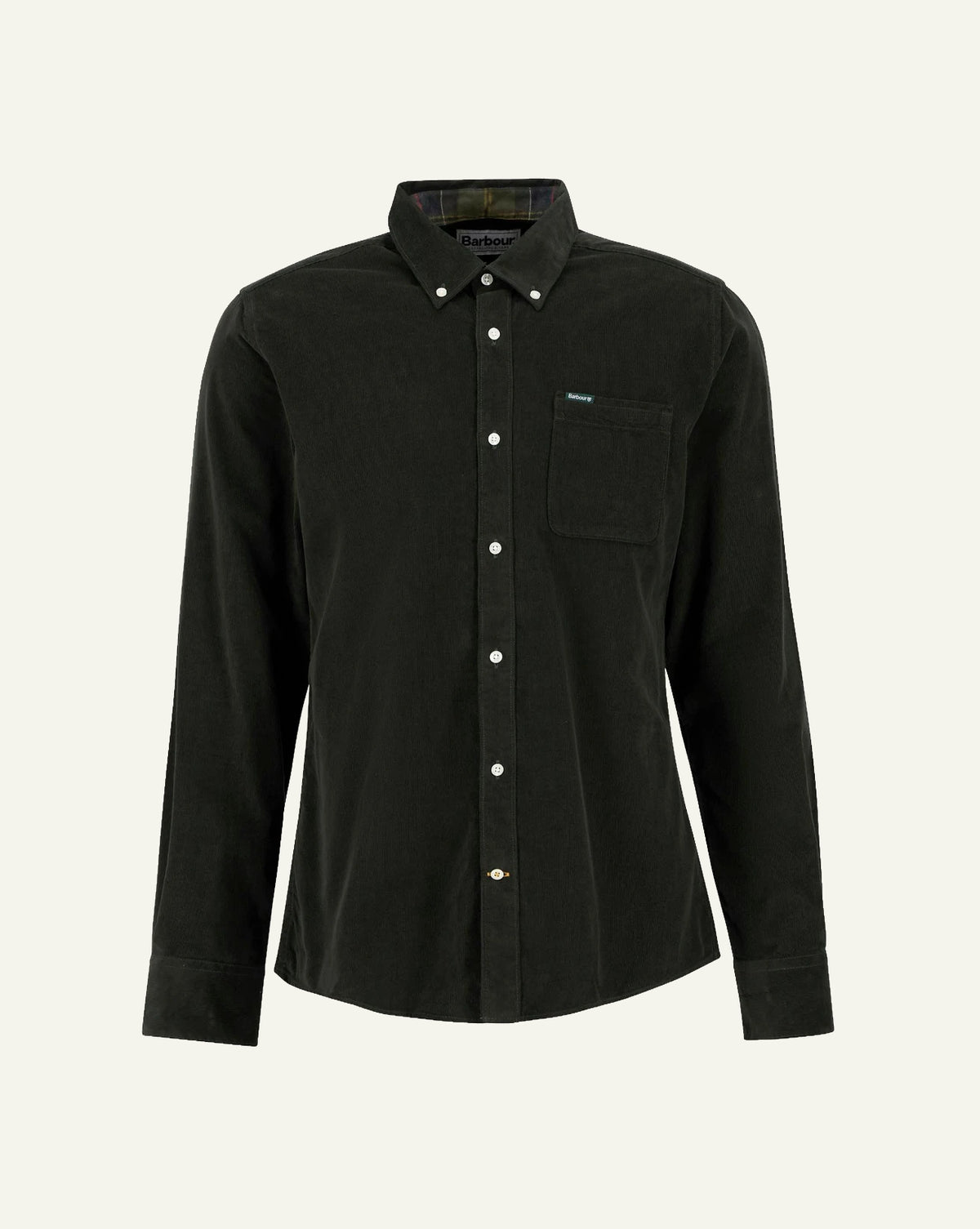 Barbour men's dark green corduroy cotton long sleeve shirt