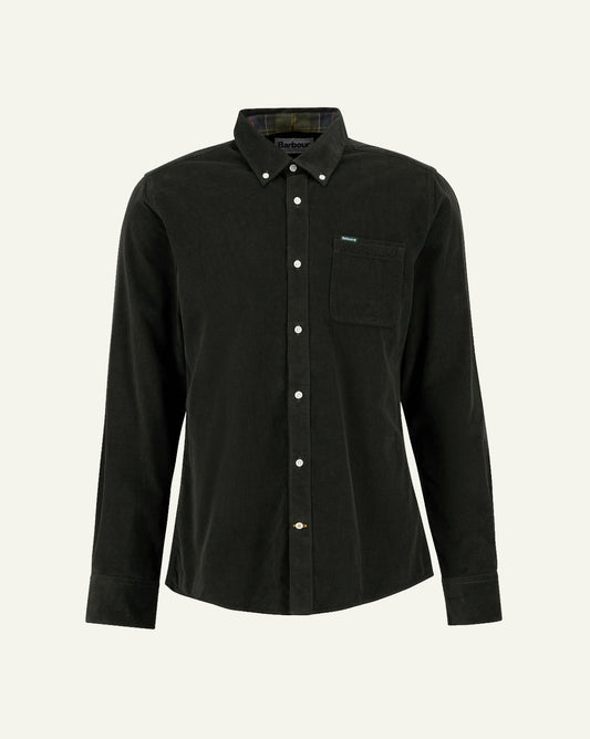 Barbour men's dark green corduroy cotton long sleeve shirt