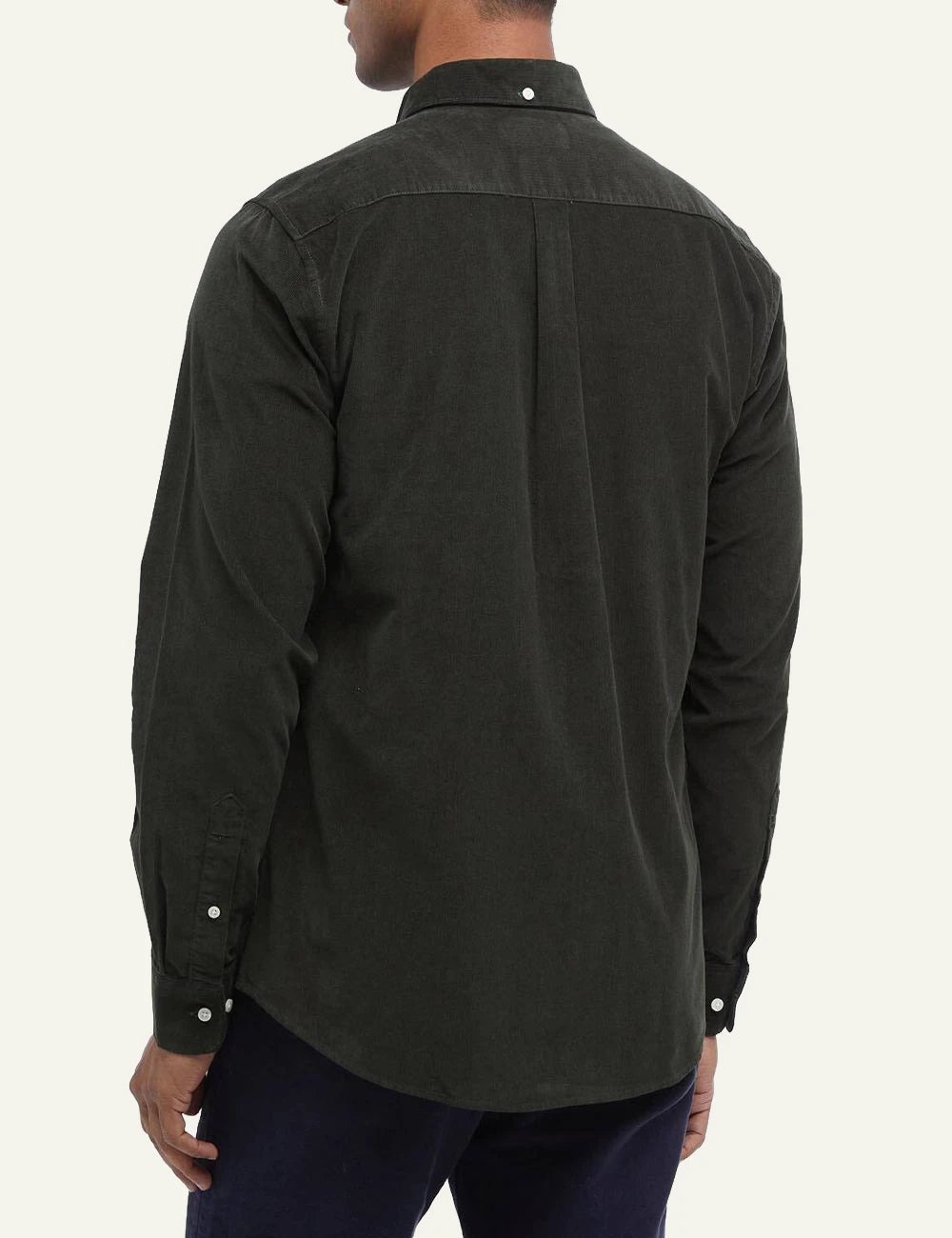 Barbour men's dark green corduroy cotton long sleeve shirt back