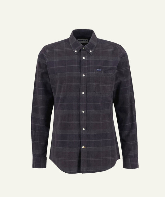 Barbour men's dark grey tartan cotton long sleeve shirt