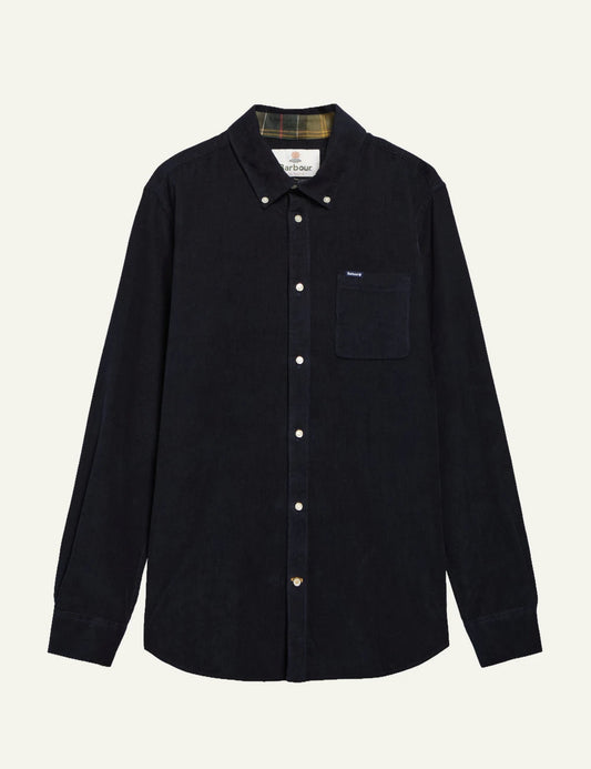 Barbour men's dark navy corduroy cotton long sleeve shirt