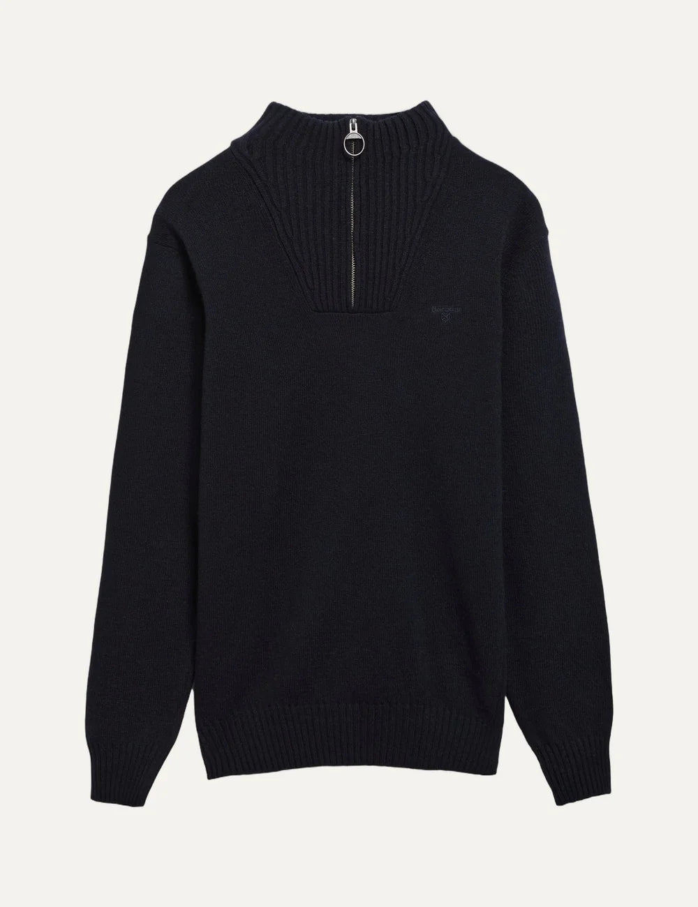 Barbour men's dark navy lambswool quarter-zip knitted jumper