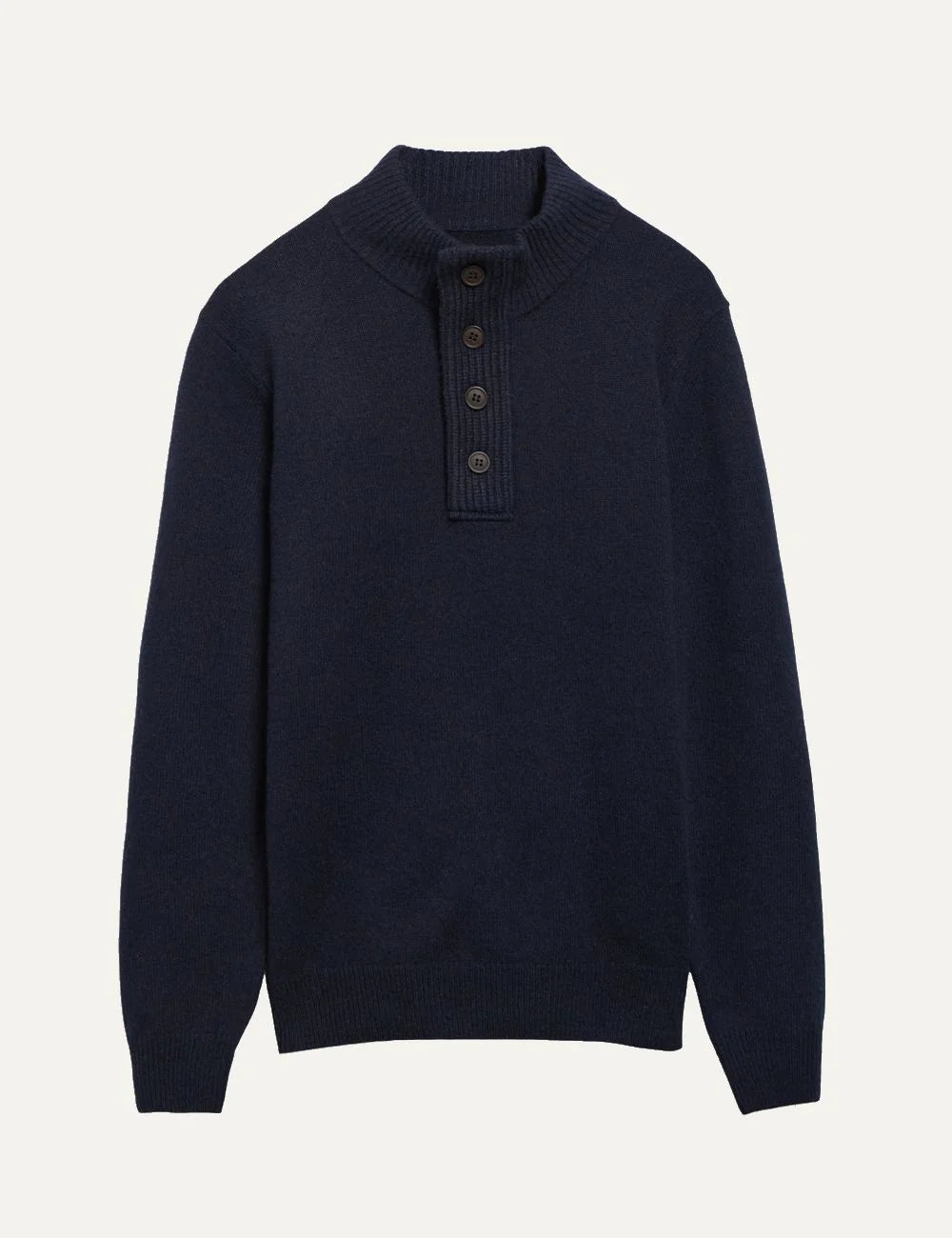 Barbour men's dark navy wool funnel neck jumper with leather elbow patches