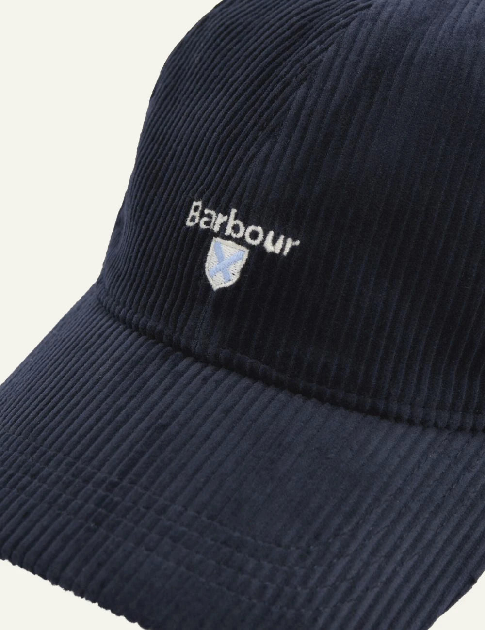 Men's Barbour navy blue corduroy cap with embroidered logo detail