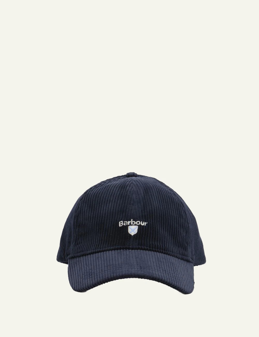 Men's Barbour navy blue corduroy cap with embroidered logo front
