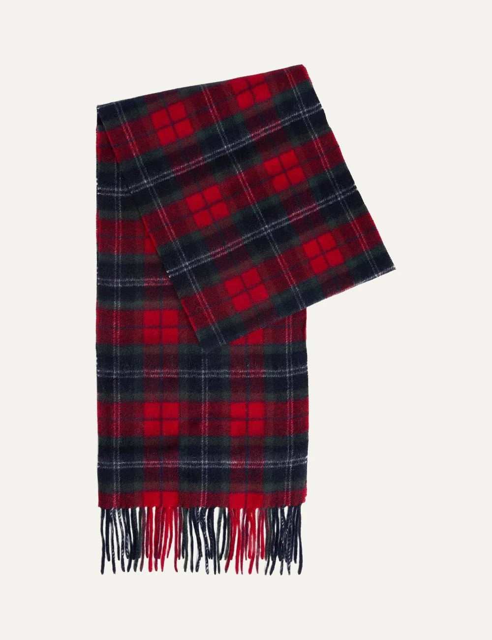 Barbour men's red tartan wool scarf and navy knitted  gift set