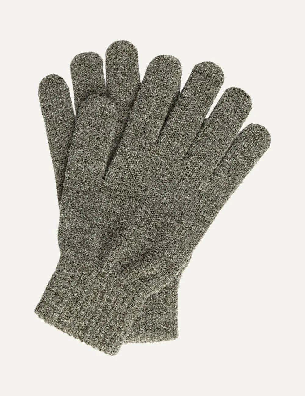 Barbour men's tartan wool scarf and knitted gloves gift set in green detail
