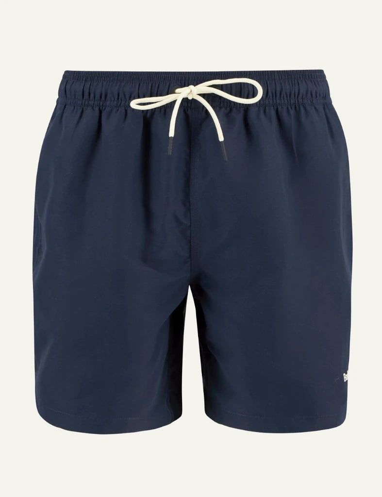 Barbour swim shorts navy water reactive drawstring waist front view