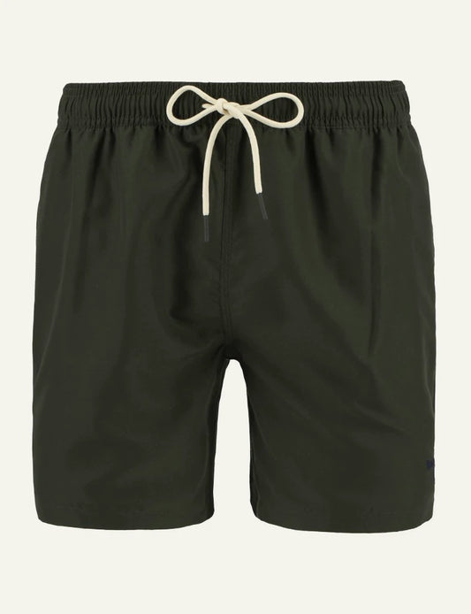 Barbour swim shorts olive water reactive drawstring waist front view