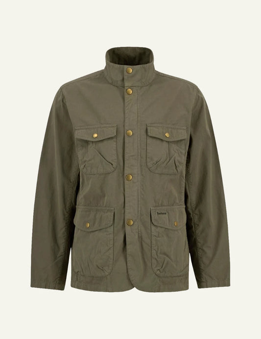 barbour ogston casual jacket olive cotton utility pockets front view