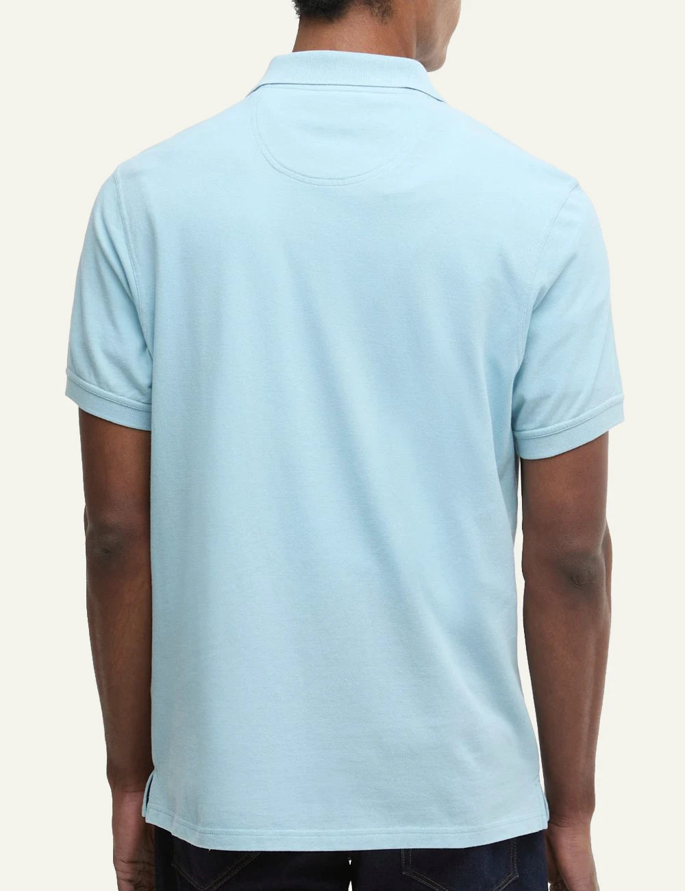barbour pique polo shirt light blue back view