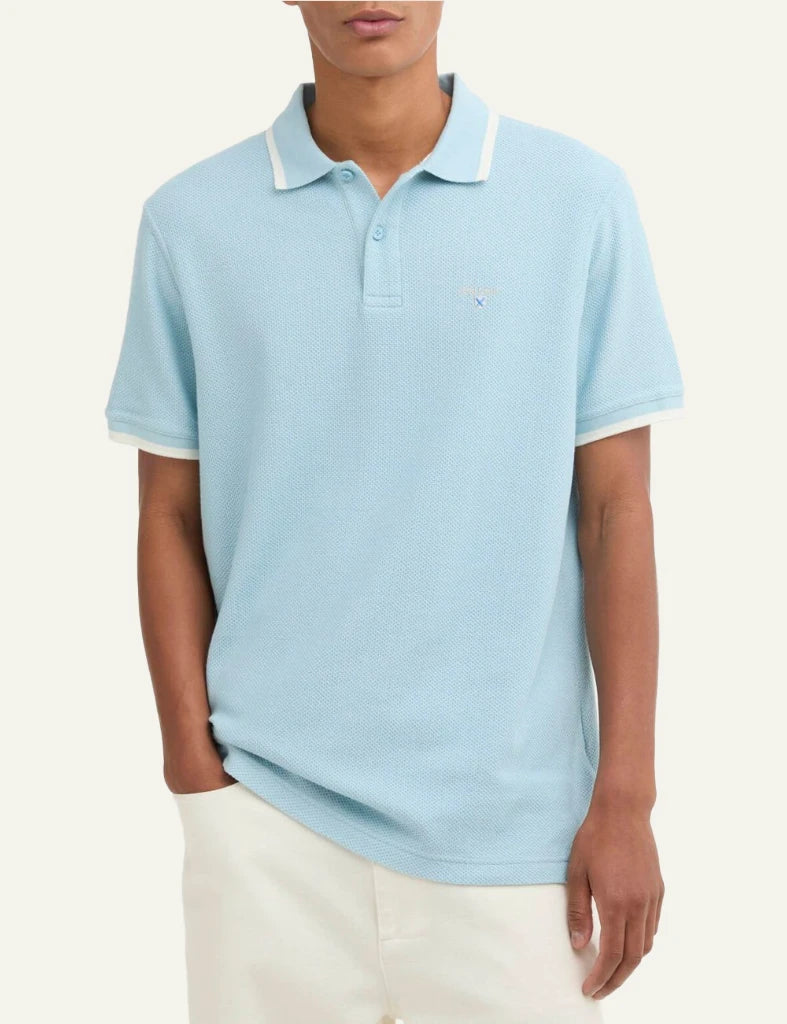 barbour polo ferriby mml1532 surf blue front model