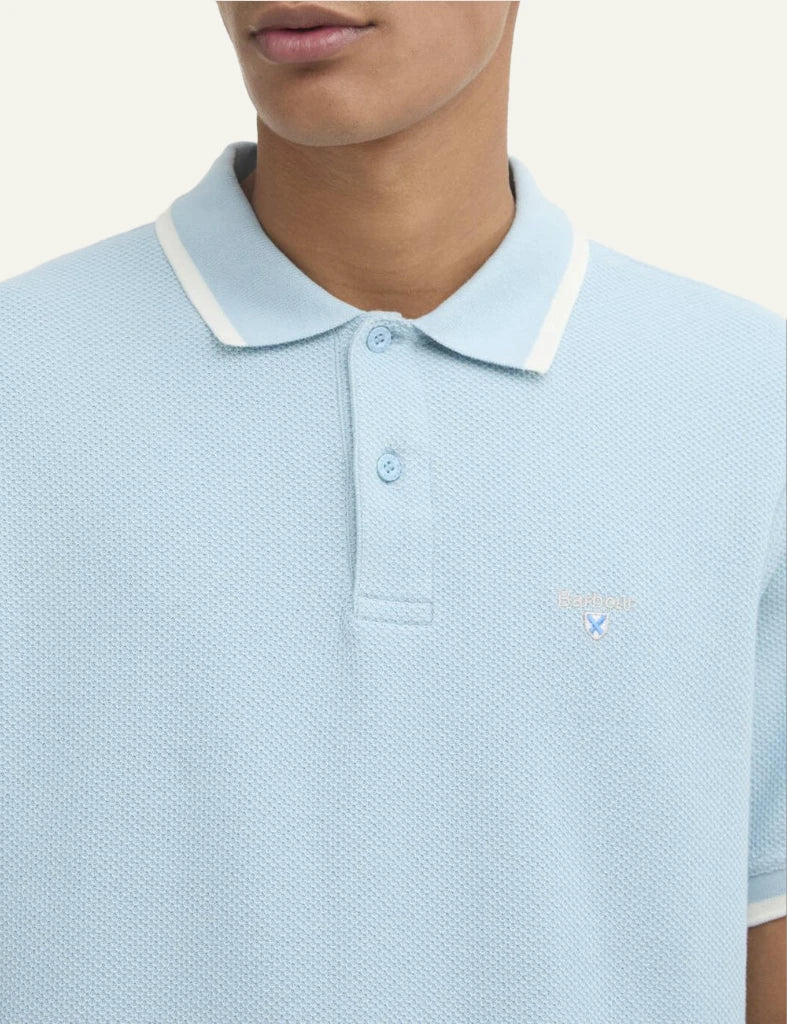 barbour polo ferriby mml1532 surf blue front detail